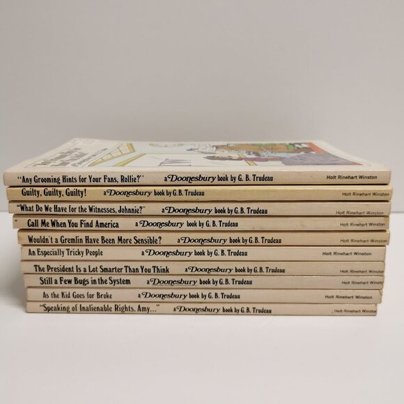 1970s Doonesbury Set of 10 Books Vtg Comics PBs G.B. Trudeau Political Cartoons - Picture 2 of 8